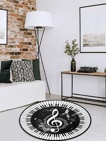 Boho Round Area Rug 3ft Soft Bohemian Mandala Rugs Non Slip Indoor Sofa Floor Area Mat Carpet for Living Room Sofa Bedroom Nursery Decor (Black) in Kuwait
