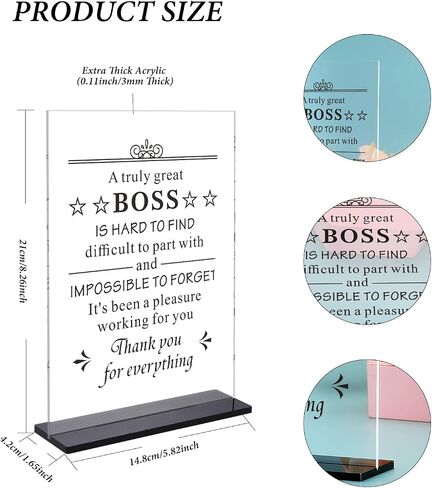 Boss Leader Mentor Gifts Boss Day Gifts for Women Men Boss Acrylic Office Decor Gift for Boss Lady Thank You Gift for Boss Leaving Going Away Gifts for Mentor Leader Boss Lady Birthday Christmas Gifts in Saudi Arabia