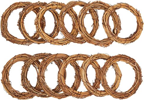 12 Pack Small Grapevine Wreaths for Crafts, DIY Wedding Decorations, Christmas Ornaments, Holiday Decor (4 Inches) in Saudi Arabia
