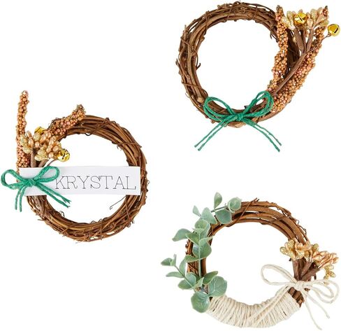 12 Pack Small Grapevine Wreaths for Crafts, DIY Wedding Decorations, Christmas Ornaments, Holiday Decor (4 Inches) in Saudi Arabia