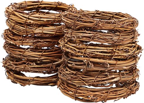 12 Pack Small Grapevine Wreaths for Crafts, DIY Wedding Decorations, Christmas Ornaments, Holiday Decor (4 Inches) in Saudi Arabia