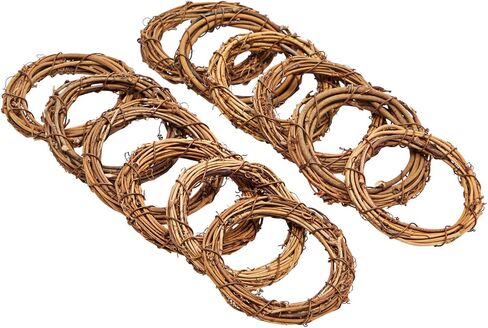 12 Pack Small Grapevine Wreaths for Crafts, DIY Wedding Decorations, Christmas Ornaments, Holiday Decor (4 Inches) in Saudi Arabia