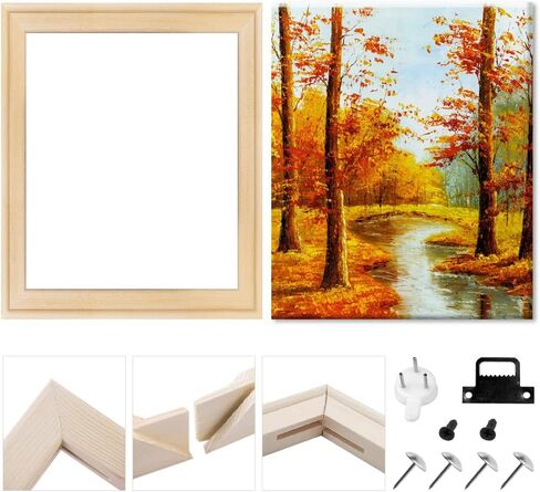 قضبان نقالة قماشية من LJY&V مقاس 16 × 20 بوصة سهلة التجميع، مجموعة إطارات زيتية لف المعرض، قضبان نقالة خشبية من القماش للوحات الزيتية والمطبوعات والملصقات ولون الخشب، 16 × 20 بوصة (40.5 × 50.8 سم) in Kuwait