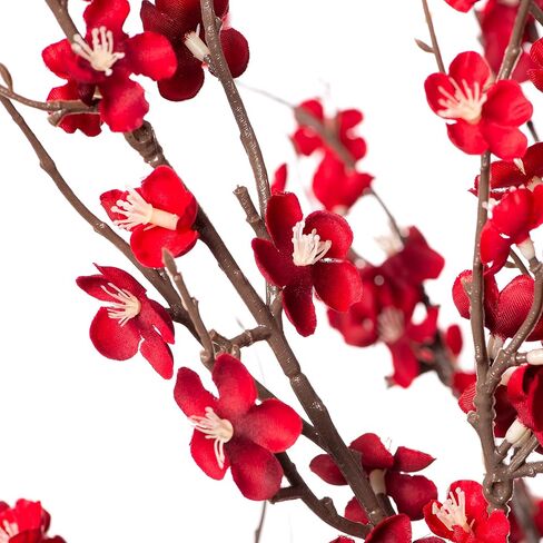 Ammyoo 4 قطع من زخارف حفلات أزهار البرقوق الاصطناعية وزهور الكرز المزيفة وسيقان طويلة من حلويات الشتاء وترتيب الزهور الحريرية لحفلات الزفاف والمنزل والمكتب وغرفة النوم (أبيض) in Kuwait