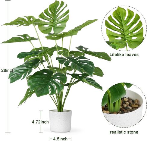Eyamumo 28 "نباتات وهمية شجرة النخيل الاستوائية الكبيرة شجرة نبات Monstera الصناعية في وعاء للديكور الداخلي والخارجي للمنزل والمكتب والحديقة in Kuwait