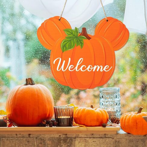Andi Cppss Fall Mouse علامة ترحيب للباب لديكور الحائط، لافتة باب معلقة على شكل فأر الهالوين للباب الأمامي، لوحة الشرفة، ديكور باب عيد الشكر، ديكور باب اليقطين الخريفي، علامة ترحيب للمدخل الخارجي in Kuwait