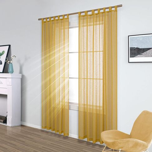 KOUFALL Tab Top ستائر بيضاء شفافة بطول 84 بوصة لغرفة المعيشة 2 لوحة مجموعة خفيفة الوزن من الستائر العادية والكتان الصناعي مرشحة للضوء لغرفة النوم ديكور مزرعة أنيق رث بطول 52 × 84 بوصة in Kuwait