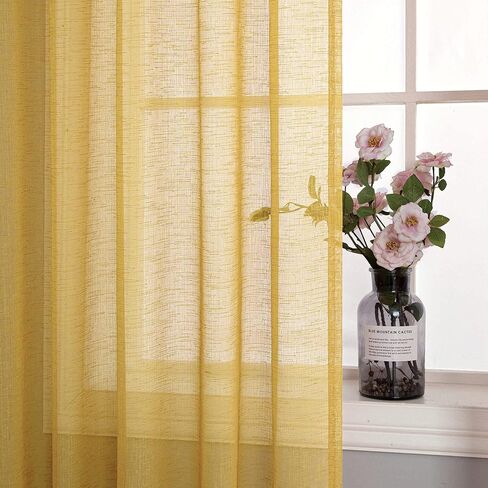 KOUFALL Tab Top ستائر بيضاء شفافة بطول 84 بوصة لغرفة المعيشة 2 لوحة مجموعة خفيفة الوزن من الستائر العادية والكتان الصناعي مرشحة للضوء لغرفة النوم ديكور مزرعة أنيق رث بطول 52 × 84 بوصة in Kuwait