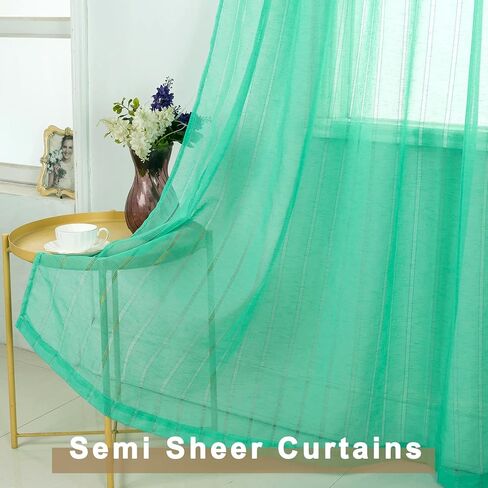 مجموعة توني ستائر بيضاء شبه شفافة بطول 84 بوصة، ستائر شفافة غير شفافة ترشح الضوء للخصوصية لغرفة النوم وغرفة المعيشة (52 × 84 بوصة، أبيض، لوحتان) in Kuwait