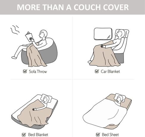 Reversible Sofa Cover Blanket Sectional Couch Cover Sheet Blanket for 3 Cushion Couch, Machine Washable Scratch-Proof Furniture Protector for Cats Dogs, 71’’ x118’’, Beige in Kuwait