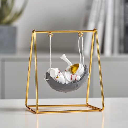 تمثال صغير لرائد الفضاء AWNR، منحوتة كتاب قراءة رائد الفضاء لسطح المكتب وغرفة المعيشة وديكور سطح الطاولة، زخرفة طاولة كوكب رائد الفضاء من الراتنج لغرفة النوم ورف حامل التلفزيون in Kuwait