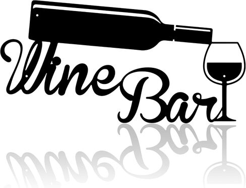 Wine Bar Metal Sign for Wall Decor Black Iron Wall Decor Art Plaque Decorations House Decorations Living Room Wall Hanging Decoration for Kitchen Dining Room Living Room Letter Signs for Wall Decor in Kuwait
