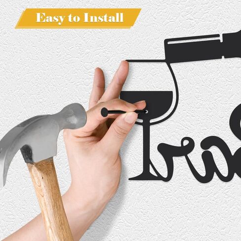 Wine Bar Metal Sign for Wall Decor Black Iron Wall Decor Art Plaque Decorations House Decorations Living Room Wall Hanging Decoration for Kitchen Dining Room Living Room Letter Signs for Wall Decor in Kuwait