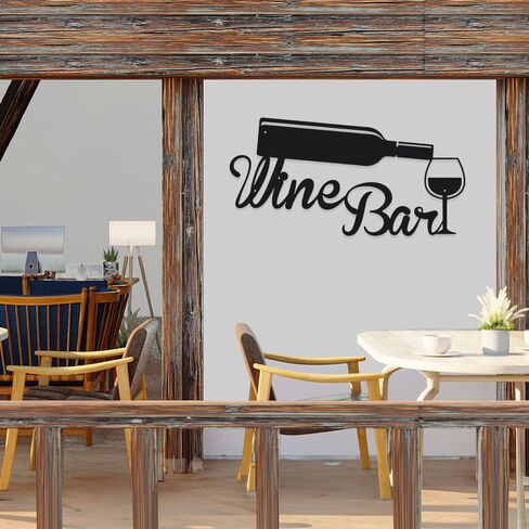 Wine Bar Metal Sign for Wall Decor Black Iron Wall Decor Art Plaque Decorations House Decorations Living Room Wall Hanging Decoration for Kitchen Dining Room Living Room Letter Signs for Wall Decor in Kuwait
