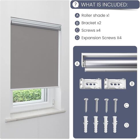 100% Blackout Fabric Shades Cordless Roller Shades for Windows, Window Blinds and Shades for Home and Office, Thermal Insulated, UV Protection, Black, 34" W x 72" H in Saudi Arabia