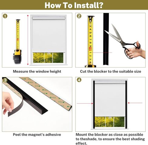 حاجبات الضوء المغناطيسية Moonice لظلال النوافذ والستائر، فعالة في حجب الضوء على طول حواف غرفتك، شرائط حجب الضوء لغرفة النوم، سهلة التركيب (أبيض، قطعتان) in Kuwait