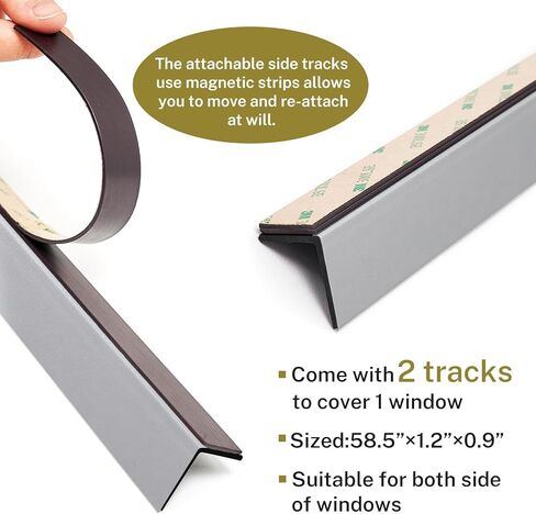 حاجبات الضوء المغناطيسية Moonice لظلال النوافذ والستائر، فعالة في حجب الضوء على طول حواف غرفتك، شرائط حجب الضوء لغرفة النوم، سهلة التركيب (أبيض، قطعتان) in Kuwait