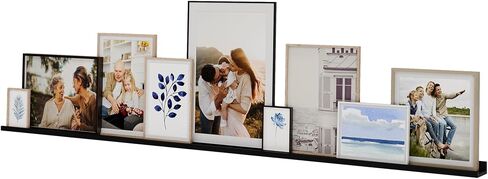 Wallniture Denver 84" Floating Shelves for Wall, Black Picture Ledge for Picture Frames Collage Wall Decor, Long Wall Shelf, Floating Shelf for Vinyl Record, Wall Shelves for Living Room, 1 Pc in Saudi Arabia