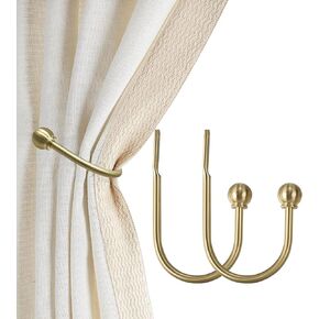 Curtain Holdbacks, Hooks, 2 PCS，Solid Steel Hooks, Decorative French Ball End, Curtain Drapery Holdbacks, Wall Mounted, Curtain Tiebacks, Antique Brass Brushed in Saudi Arabia