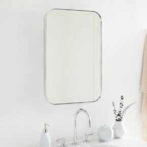 30x40'' Brushed Gold Rounded Rectangle Bathroom Vanity Wall Mirror Stainless Steel Metal Framed Rectangular Bathroom Mirror, Vertical and Horizontal hanging in Saudi Arabia