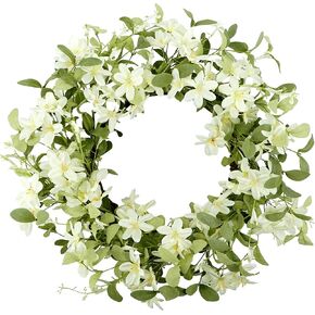 20 inch Artificial Fall Wreaths for Front Door Autumn Eucalyptus Wreath with Eucalyptus Leaves,Small Pumpkin,Small Berry for Front Door Indoor Outdoor Farmhouse Wall Holiday Decor in Saudi Arabia