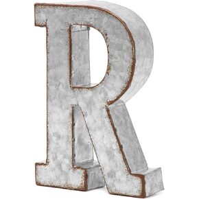 Bright Creations Rustic Letter Wall Decor - Galvanized Metal 3D Letter R Decor in Saudi Arabia