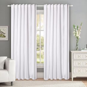 Hausattire Set of 2 Panel Curtains 50x72 Inch Slub Cotton Duck Reverse Tab Top Back Tab Semi-Sheer Window Curtain for Farmhouse|Living Room|Bedroom|Home|Office|Shower|Indoor & Outdoor Drapes|White in Saudi Arabia