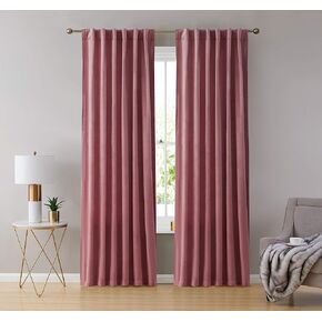 HLC.ME Lopez Velvet Premium Soft Light Filtering Back Tab Rod Pocket Window معالجة ستائر لغرفة النوم وغرفة المعيشة - مجموعة من لوحتين (طول 54 × 84 بوصة، وردي فاتح) in Kuwait