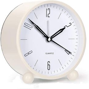 Analog Alarm Clock, 4 inch Super Silent Non Ticking Small Clock with Night Light, Battery Operated, Simple Design, Old Fashioned Style Black Decor, for Bedroom, Bedside, Desk, Adult, Kid, Gift, Black in Saudi Arabia