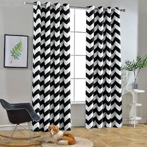 ستائر Melodieux Fashion Chevron لغرفة المعيشة وغرفة الطعام، ستائر نافذة علوية معتمة داكنة معزولة حراريًا لغرفة النوم، بطول 84 بوصة، 52 × 84 بوصة، رمادي (لوحة واحدة) in Kuwait