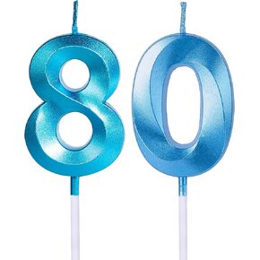 شموع عيد الميلاد الثمانين الذهبية للكعك، عدد 80 8 شمعة لامعة لتزيين حفلات الزفاف والذكرى السنوية in Kuwait