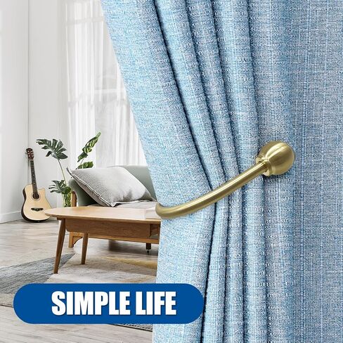 Curtain Holdbacks, Hooks, 2 PCS，Solid Steel Hooks, Decorative French Ball End, Curtain Drapery Holdbacks, Wall Mounted, Curtain Tiebacks, Antique Brass Brushed in Kuwait