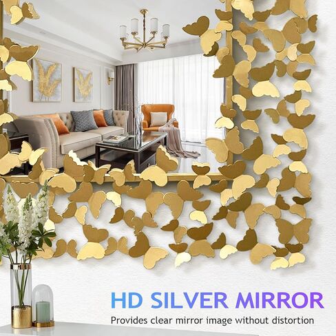 مراة حائط مزخرفة ذهبية عتيقة من جيسانتاب، مراة ديكور حائط على شكل فراشة، 36 انش × 24 انش، مرايا باروك مستطيلة تثبت على الحائط لغرفة المعيشة والحمام والمدخل in Kuwait