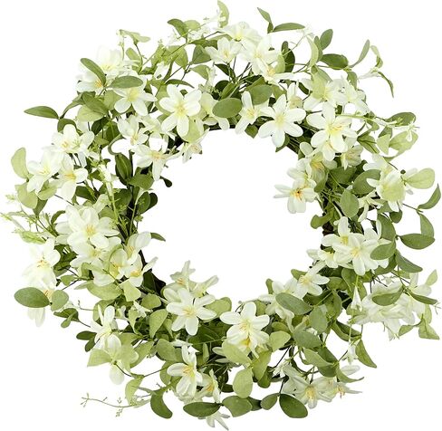 20 inch Artificial Fall Wreaths for Front Door Autumn Eucalyptus Wreath with Eucalyptus Leaves,Small Pumpkin,Small Berry for Front Door Indoor Outdoor Farmhouse Wall Holiday Decor in Kuwait