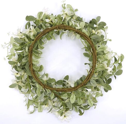 20 inch Artificial Fall Wreaths for Front Door Autumn Eucalyptus Wreath with Eucalyptus Leaves,Small Pumpkin,Small Berry for Front Door Indoor Outdoor Farmhouse Wall Holiday Decor in Kuwait