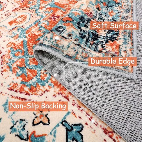 سجادة Lahome Boho Medallion Runner - سجادة مدخل قابلة للغسل مقاس 2 × 6، سجادة مدخل المطبخ البوهيمي، سجادة حمام ناعمة مطبوعة شرقية غير قابلة للانزلاق بجانب سرير غرفة الغسيل، أزرق مخضر in Saudi Arabia