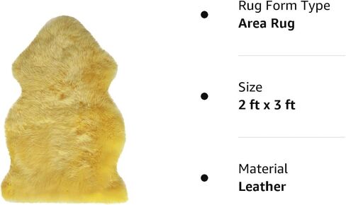 Natural Milan Genuine Sheepskin Area Rugs with Thick and Lush Pile, Fluffy Sheep Fur Rug with Anti-Skid Backing for Bedroom Living Room, Single Pelt, Black 2 ft x 3 ft in Saudi Arabia