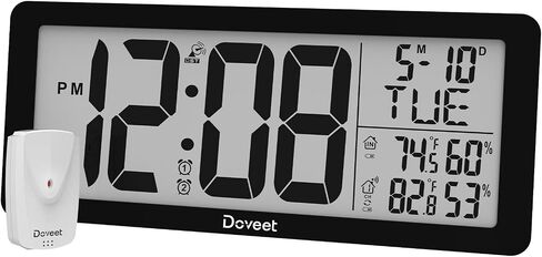 DOVEET Atomic Clock Digital Clock Large Display,Auto Set Wall Clock Battery Operated with Temperature, Date-Easy to Read/Easy Set Up,Desk Alarm Clock for Bedroom,Living Room(4.5" Numbers) in Saudi Arabia