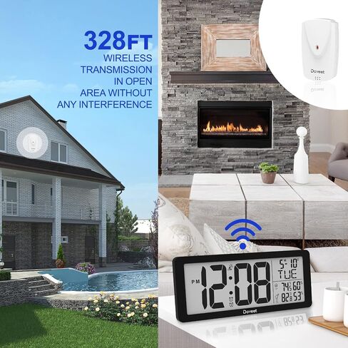 DOVEET Atomic Clock Digital Clock Large Display,Auto Set Wall Clock Battery Operated with Temperature, Date-Easy to Read/Easy Set Up,Desk Alarm Clock for Bedroom,Living Room(4.5" Numbers) in Saudi Arabia