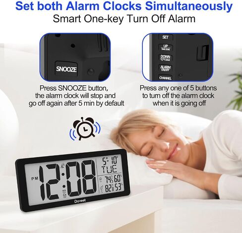 DOVEET Atomic Clock Digital Clock Large Display,Auto Set Wall Clock Battery Operated with Temperature, Date-Easy to Read/Easy Set Up,Desk Alarm Clock for Bedroom,Living Room(4.5" Numbers) in Saudi Arabia