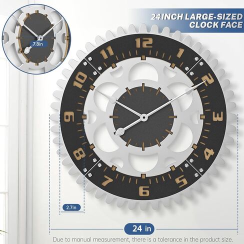 ساعة حائط رقمية من KEQAM Gear، ساعات حائط دائرية صامتة غير موقوتة تعمل بالبطارية لغرفة المعيشة/المنزل/المطبخ/غرفة النوم/المكتب/ديكور المدرسة (24 بوصة) in Kuwait