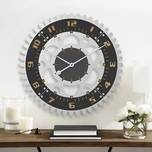 ساعة حائط رقمية من KEQAM Gear، ساعات حائط دائرية صامتة غير موقوتة تعمل بالبطارية لغرفة المعيشة/المنزل/المطبخ/غرفة النوم/المكتب/ديكور المدرسة (24 بوصة) in Kuwait