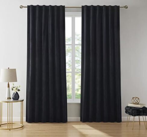 HLC.ME Lopez Velvet Premium Soft Light Filtering Back Tab Rod Pocket Window معالجة ستائر لغرفة النوم وغرفة المعيشة - مجموعة من لوحتين (طول 54 × 84 بوصة، وردي فاتح) in Kuwait