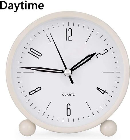 Analog Alarm Clock, 4 inch Super Silent Non Ticking Small Clock with Night Light, Battery Operated, Simple Design, Old Fashioned Style Black Decor, for Bedroom, Bedside, Desk, Adult, Kid, Gift, Black in Kuwait