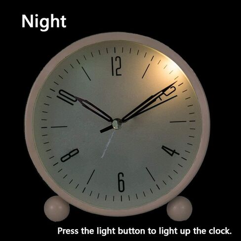 Analog Alarm Clock, 4 inch Super Silent Non Ticking Small Clock with Night Light, Battery Operated, Simple Design, Old Fashioned Style Black Decor, for Bedroom, Bedside, Desk, Adult, Kid, Gift, Black in Kuwait