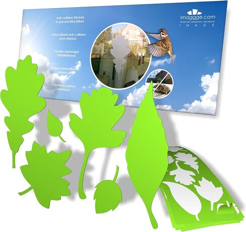 Window Protection Tree Leaves Stickers - Anti-Collision Stickers to Prevent People and Bird Strikes on Window Glass - Set of 39 Tree Leaves Decals - Color: Black in Kuwait