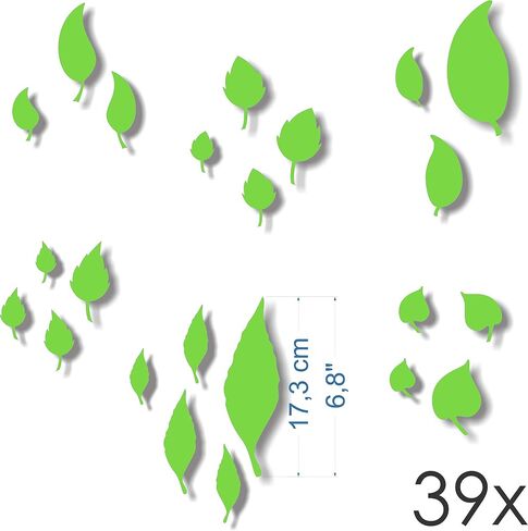 Window Protection Tree Leaves Stickers - Anti-Collision Stickers to Prevent People and Bird Strikes on Window Glass - Set of 39 Tree Leaves Decals - Color: Black in Kuwait