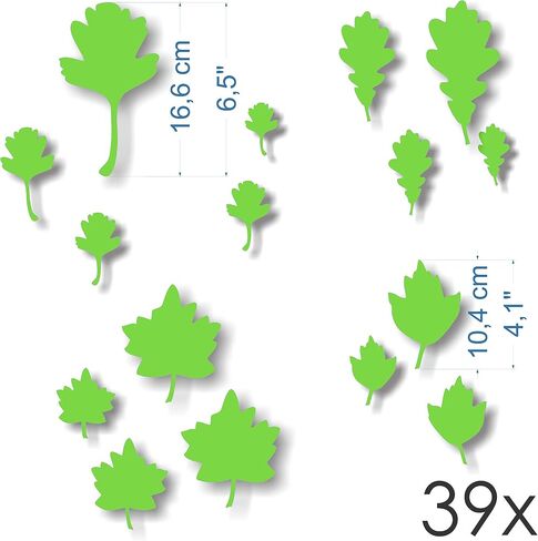Window Protection Tree Leaves Stickers - Anti-Collision Stickers to Prevent People and Bird Strikes on Window Glass - Set of 39 Tree Leaves Decals - Color: Black in Kuwait