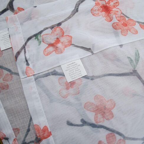Floral Sheer Curtains 84 Inches Long 2 Panels Set, Cherry Flower Semi Sheer Blush Curtains for Living Room, Rod Pocket Curtains for Girls Bedroom, Light Pink Drapes in Kuwait