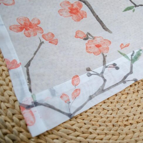 Floral Sheer Curtains 84 Inches Long 2 Panels Set, Cherry Flower Semi Sheer Blush Curtains for Living Room, Rod Pocket Curtains for Girls Bedroom, Light Pink Drapes in Kuwait